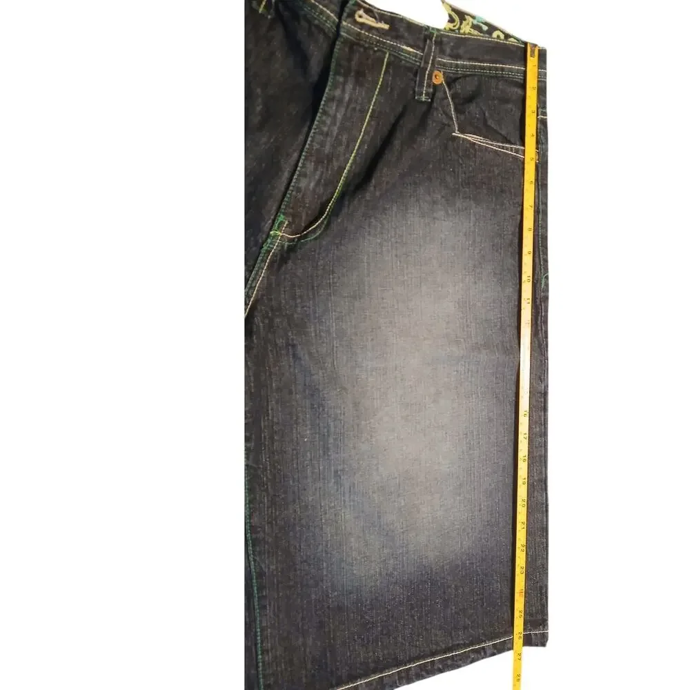 Brooklyn Xpress Men's Denim Shorts Size 36 Baggy Hip Hop Jeans-Missing Button‎